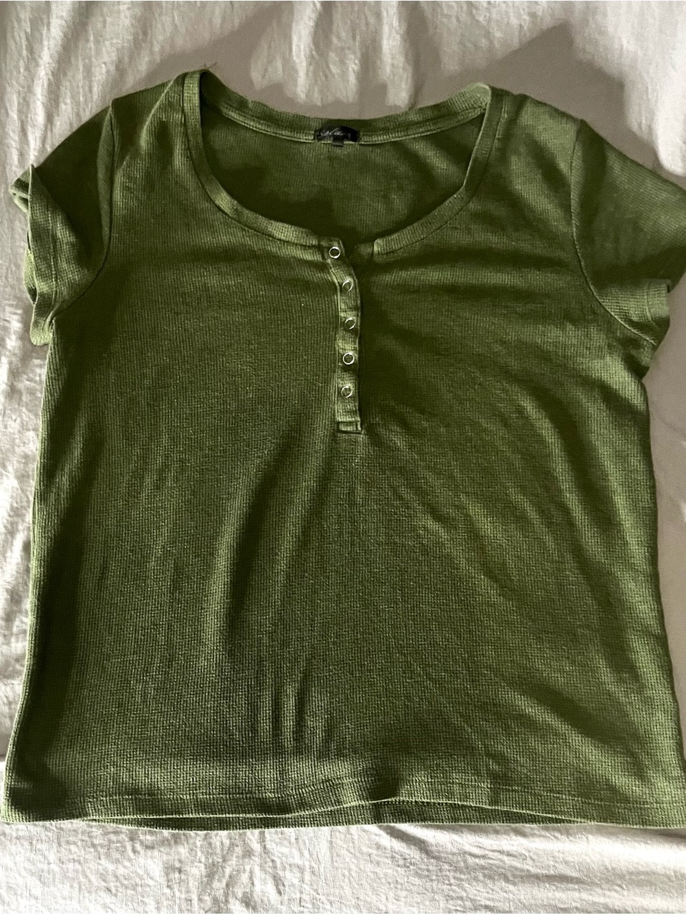 Olive Green Short-Sleeve Henley Top